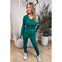 GREEN - 'LISA' - BASIC RIBBED V-NECK TWO PIECE SET
