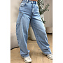 LIGHT BLUE - 'BALLOON CARGO JEANS' - STRETCH VIRAL BALLOON LEG JEANS