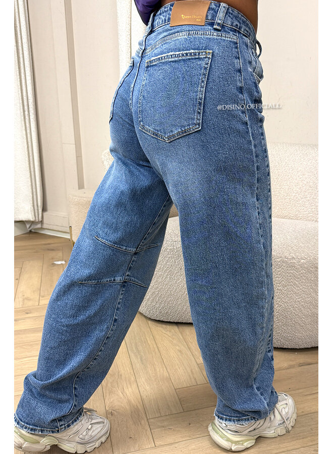 BLUE - 'JADE JEANS' - VIRAL STRETCH BALLOON LEG JEANS