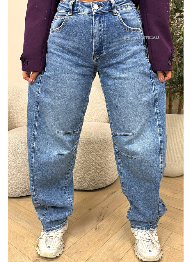 BLUE - 'JADE JEANS' - VIRAL STRETCH BALLOON LEG JEANS