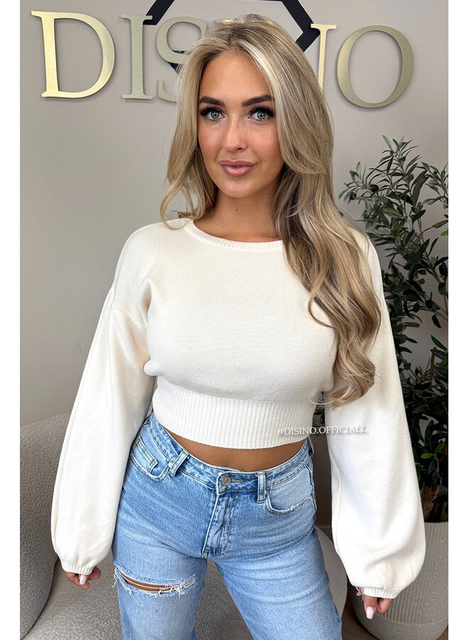 ECRU - 'ILAYDA KNIT' - CROPPED BELL SLEEVE KNIT