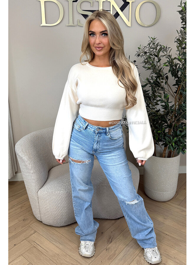 ECRU - 'ILAYDA KNIT' - CROPPED BELL SLEEVE KNIT