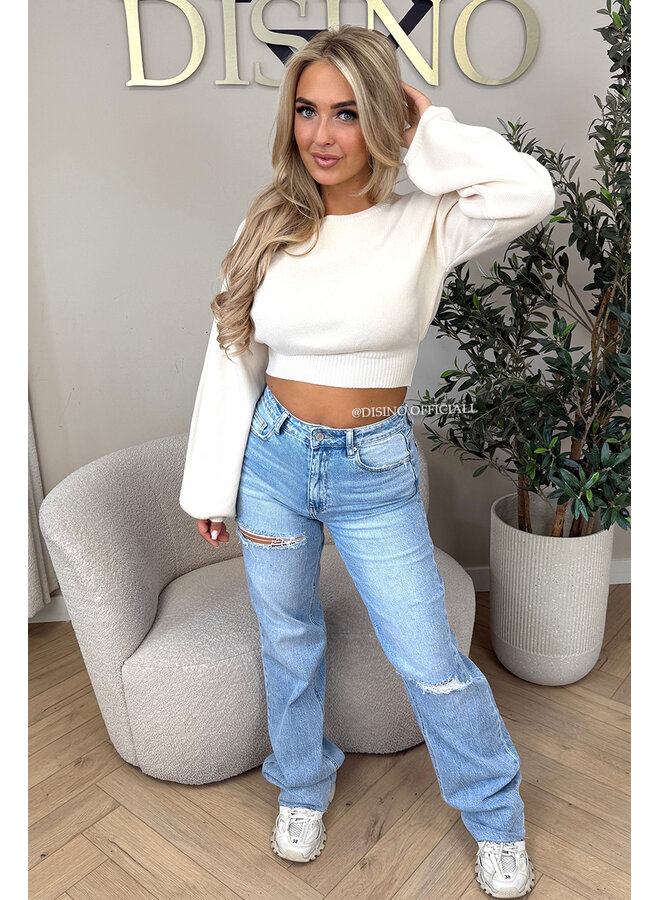 ECRU - 'ILAYDA KNIT' - CROPPED BELL SLEEVE KNIT