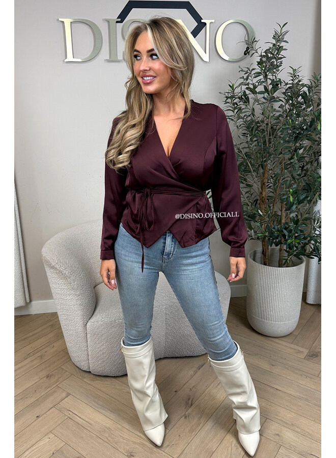 PLUM - 'ASHLEY BLOUSE' - PREMIUM QUALITY WRAP ON BLOUSE