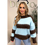 CHOCO/BLUE - 'CHEYENN KNIT' - MOHAIR STRIPED KNIT