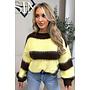 CHOCO/YELLOW - 'CHEYENN KNIT' - MOHAIR STRIPED KNIT