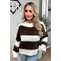 ECRU/CHOCO - 'CHEYENN KNIT' - MOHAIR STRIPED KNIT