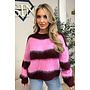 PLUM/PINK - 'CHEYENN KNIT' - MOHAIR STRIPED KNIT