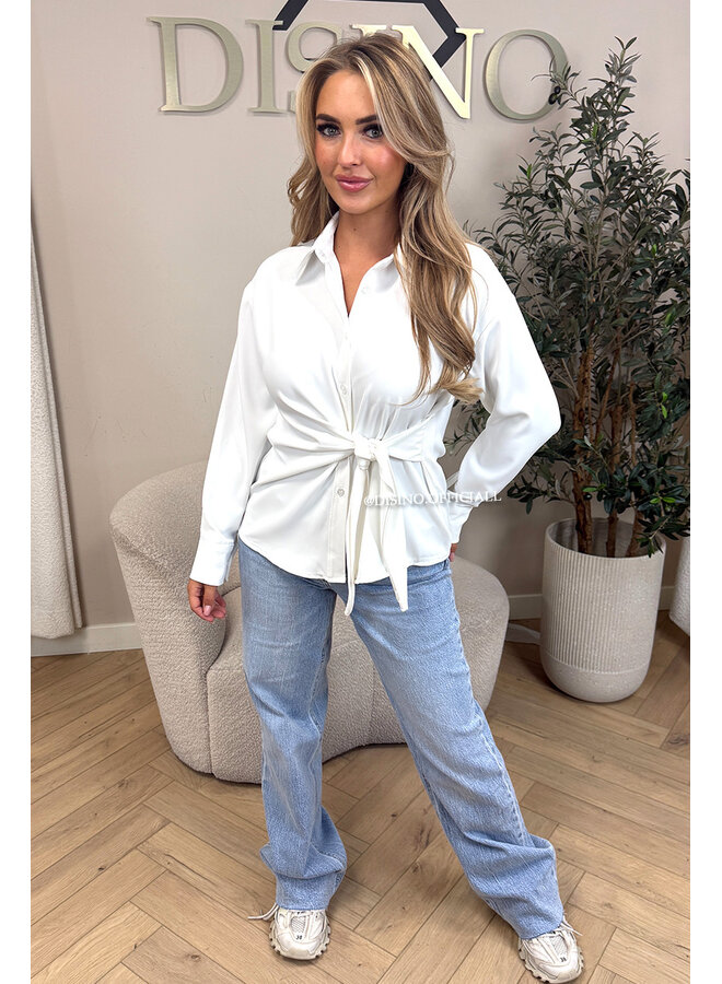 WHITE - 'ELENI BLOUSE' - PREMIUM QUALITY KNOT BLOUSE