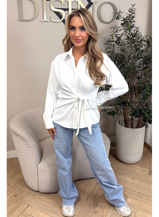 WHITE - 'ELENI BLOUSE' - PREMIUM QUALITY KNOT BLOUSE