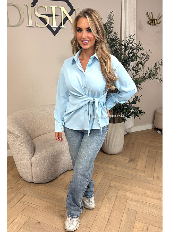 LIGHT BLUE - 'ELENI BLOUSE' - PREMIUM QUALITY KNOT BLOUSE