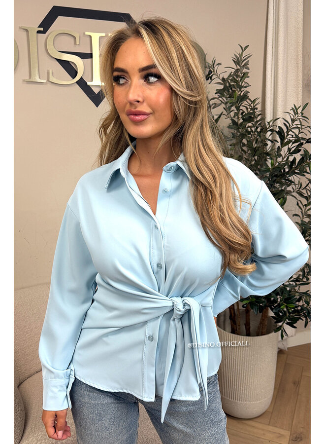 LIGHT BLUE - 'ELENI BLOUSE' - PREMIUM QUALITY KNOT BLOUSE