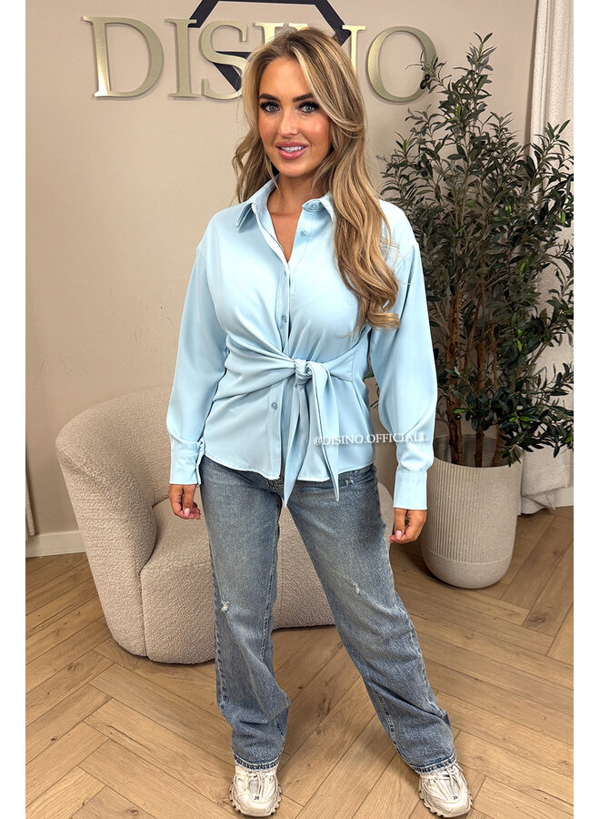 LIGHT BLUE - 'ELENI BLOUSE' - PREMIUM QUALITY KNOT BLOUSE