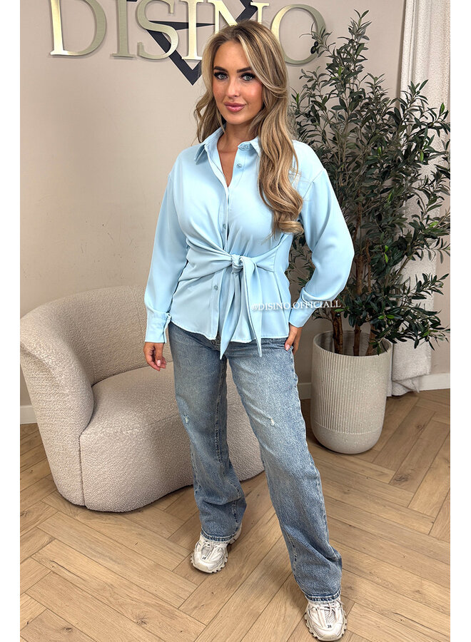 LIGHT BLUE - 'ELENI BLOUSE' - PREMIUM QUALITY KNOT BLOUSE