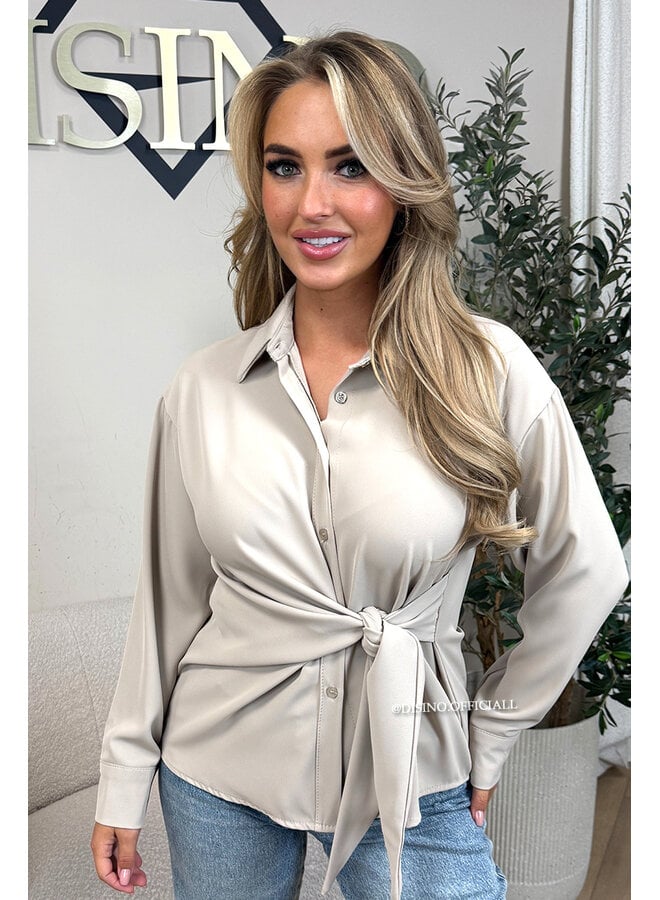 BEIGE - 'ELENI BLOUSE' - PREMIUM QUALITY KNOT BLOUSE