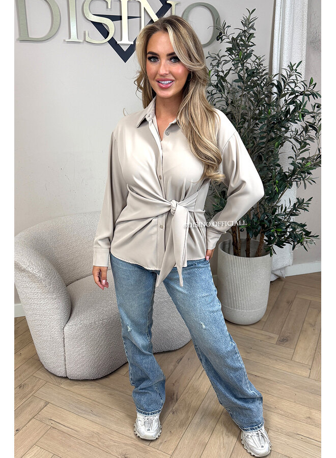 BEIGE - 'ELENI BLOUSE' - PREMIUM QUALITY KNOT BLOUSE