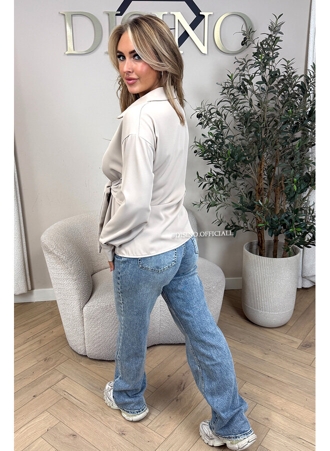 DIRTY BLUE - 'MCKENZIE' - HIGH WAIST STRETCH WIDE LEG JEANS