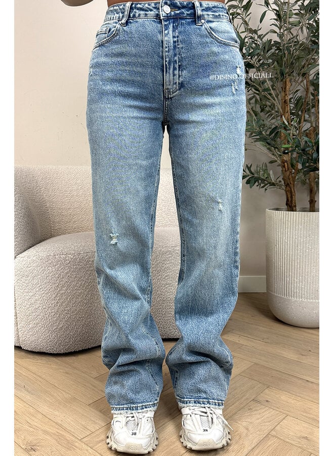 DIRTY BLUE - 'MCKENZIE' - HIGH WAIST STRETCH WIDE LEG JEANS