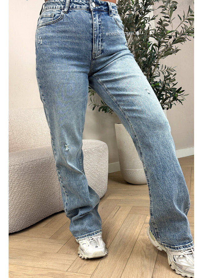 DIRTY BLUE - 'MCKENZIE' - HIGH WAIST STRETCH WIDE LEG JEANS