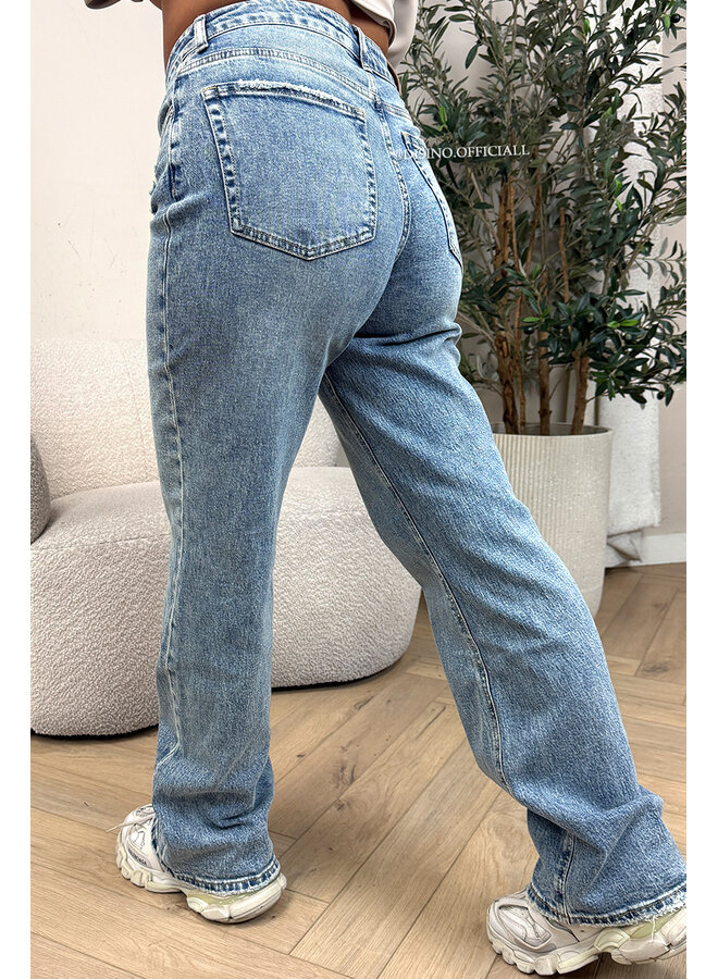 DIRTY BLUE - 'MCKENZIE' - HIGH WAIST STRETCH WIDE LEG JEANS