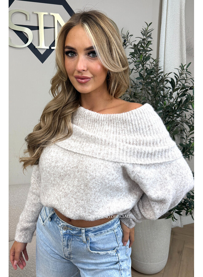 BEIGE - 'MILOU KNIT' - SOFT OFF SHOULDER KNIT
