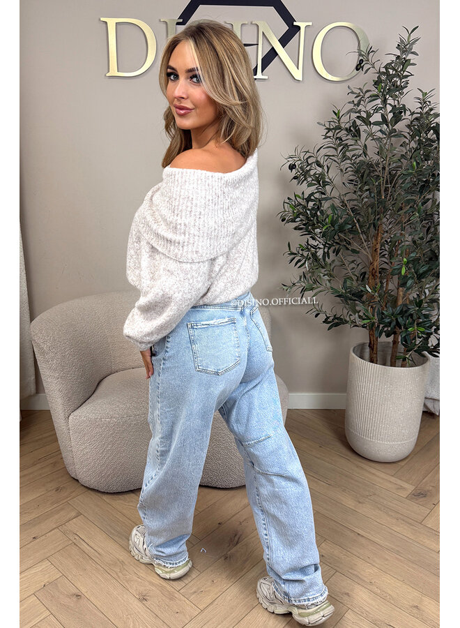 BEIGE - 'MILOU KNIT' - SOFT OFF SHOULDER KNIT