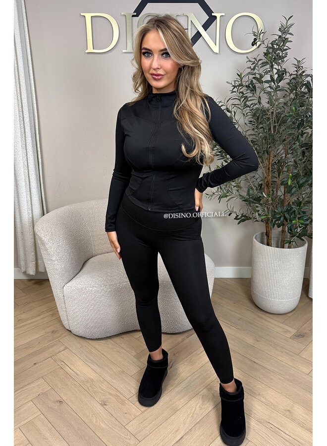 BLACK - 'KIMMY SET' - SHAPING TWO PIECE SPORT SET