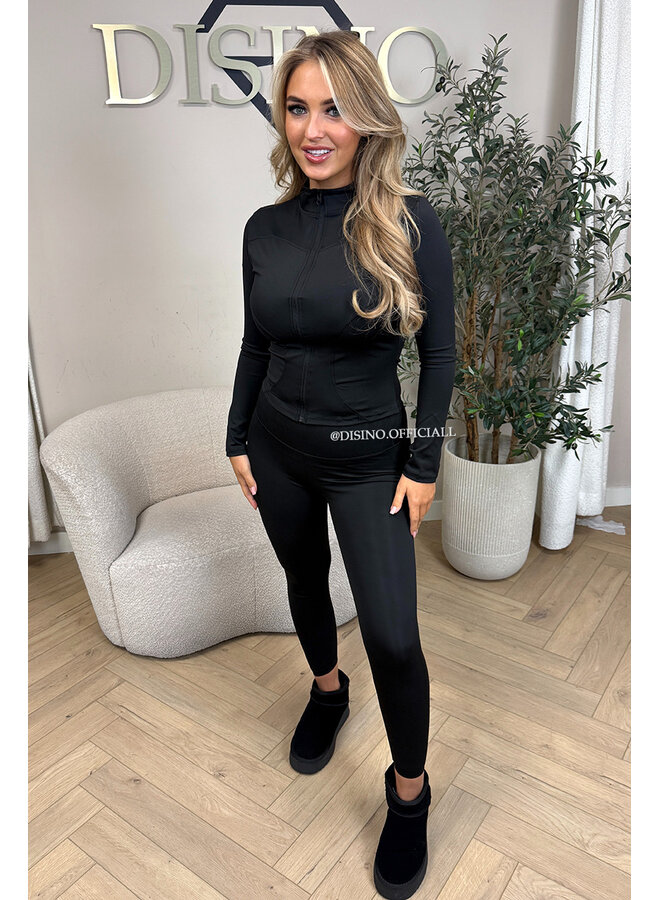 BLACK - 'KIMMY SET' - SHAPING TWO PIECE SPORT SET