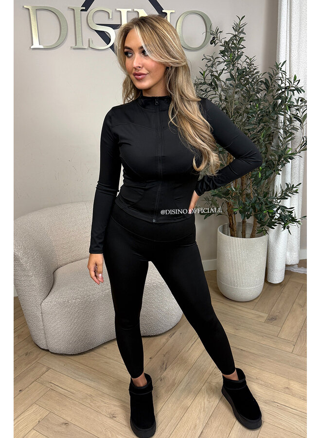 BLACK - 'KIMMY SET' - SHAPING TWO PIECE SPORT SET