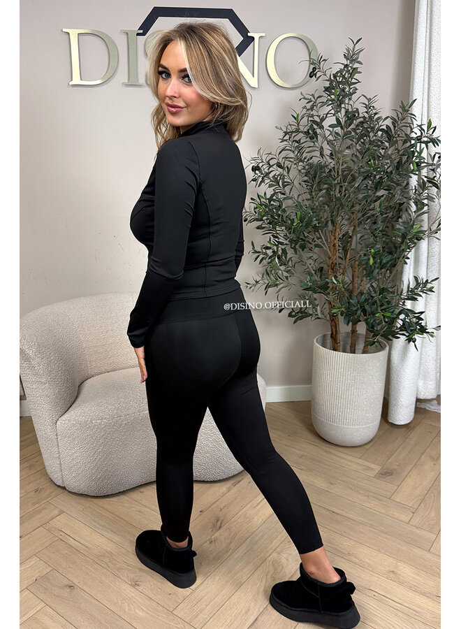 BLACK - 'KIMMY SET' - SHAPING TWO PIECE SPORT SET