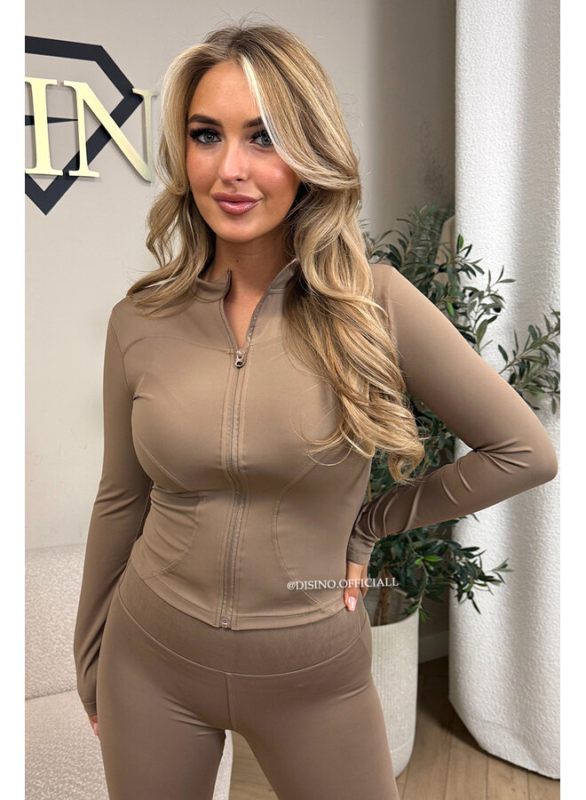 TAUPE - 'KIMMY SET' - SHAPING TWO PIECE SPORT SET