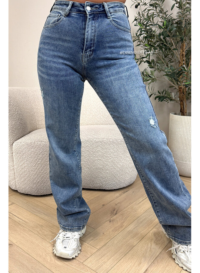 BLUE - 'OXFORD' - SUPER STRETCH EXTRA LONG WIDE LEG JEANS