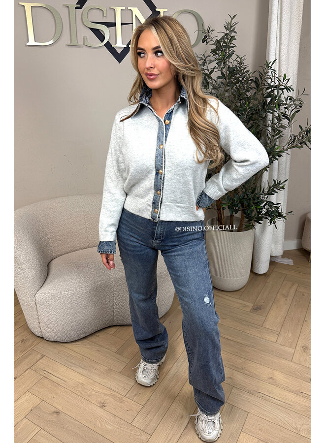 BLUE - 'OXFORD' - SUPER STRETCH EXTRA LONG WIDE LEG JEANS