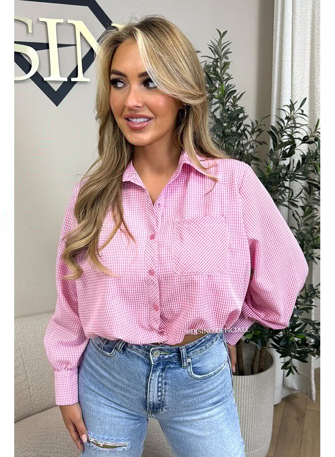 PINK - 'NENA V2 BLOUSE' - CHECKED CROPPED BLOUSE