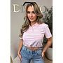 PINK - 'KIRSTEN TOP' - CROPPED STRIPED POLO SHIRT