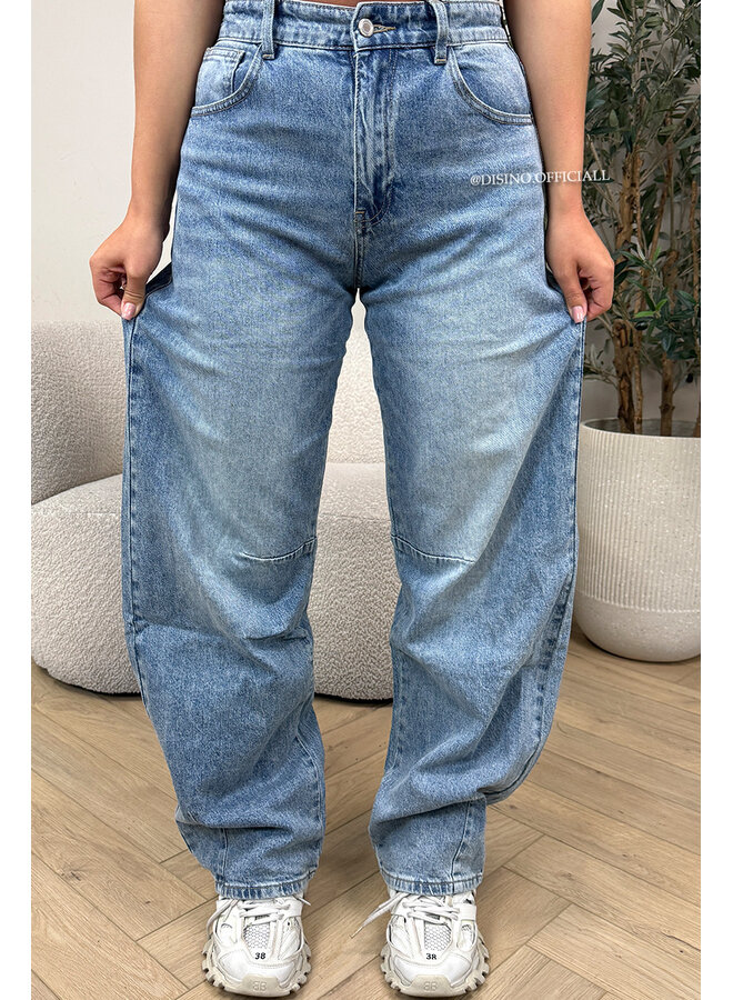 BLUE - 'GENOA JEANS' - STRETCH BALLOON LEG JEANS