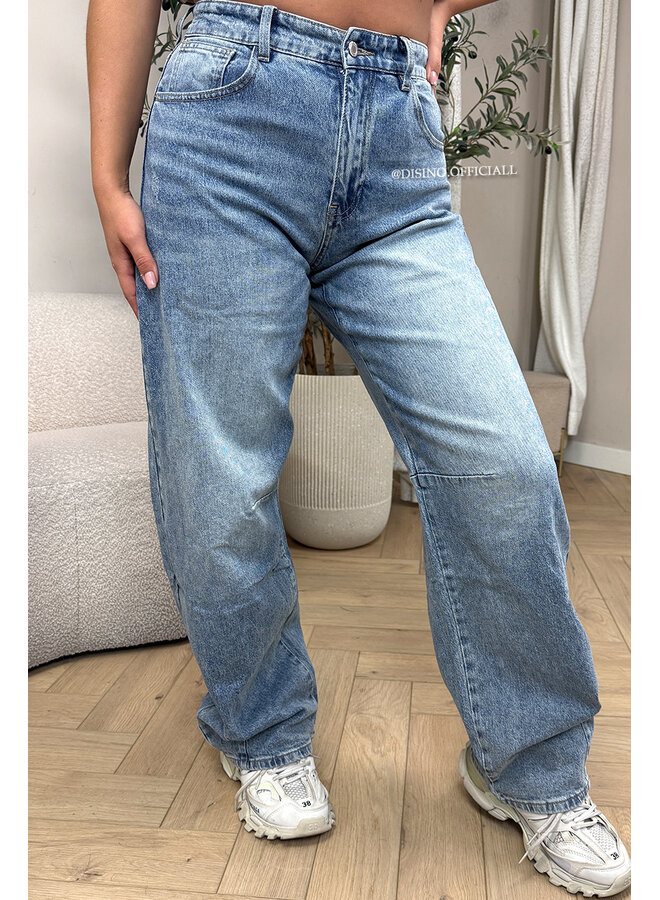 BLUE - 'GENOA JEANS' - STRETCH BALLOON LEG JEANS