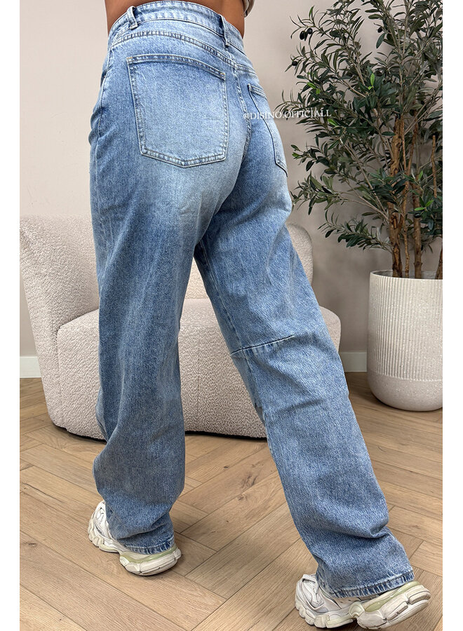BLUE - 'GENOA JEANS' - STRETCH BALLOON LEG JEANS