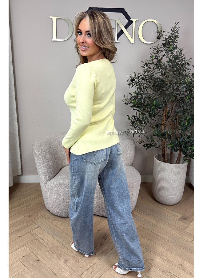 YELLOW - 'IVANNA' - CLASSY GOLD BUTTON TOP