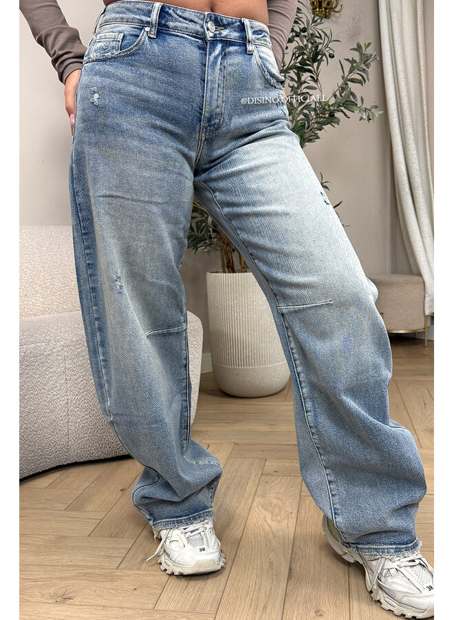 DIRTY WASH - 'RIMINI JEANS' - MEDIUM WAIST STRETCH VIRAL BALLOON LEG JEANS