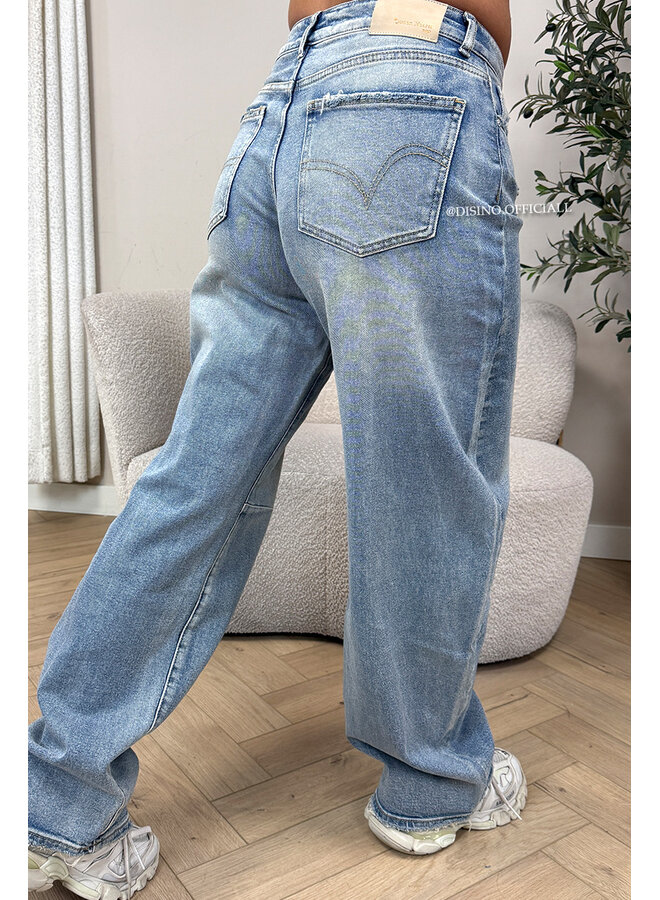 DIRTY WASH - 'RIMINI JEANS' - MEDIUM WAIST STRETCH VIRAL BALLOON LEG JEANS