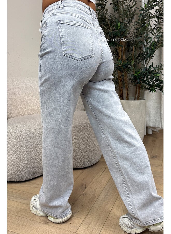 GREY - 'LACE UP JEANS' - SUPER STRETCH VETER JEANS