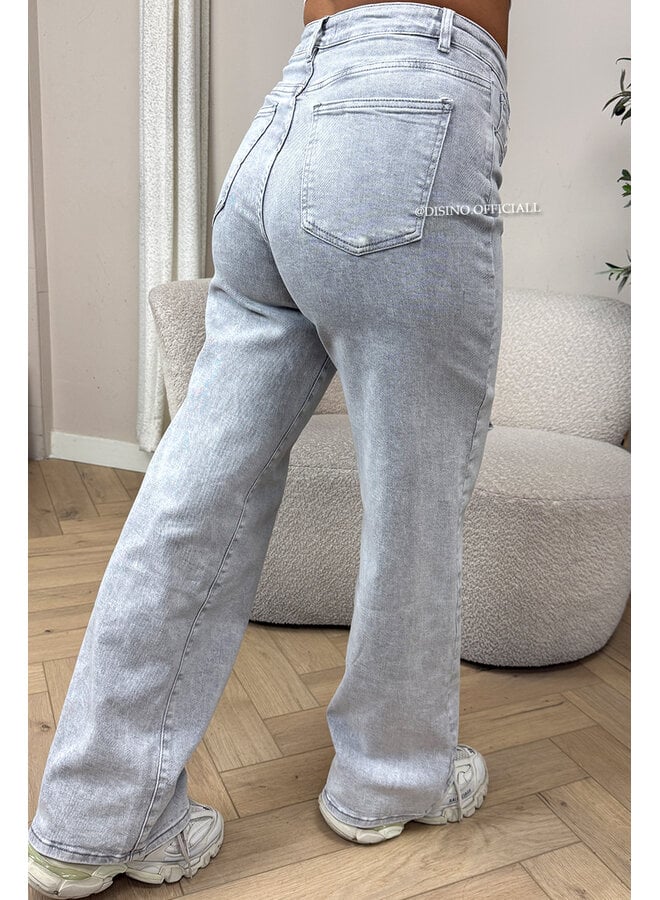 GREY - 'LACE UP JEANS' - SUPER STRETCH VETER JEANS