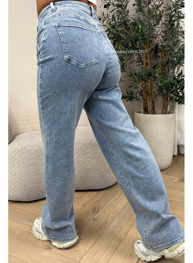 BLUE - 'LACE UP JEANS' - SUPER STRETCH VETER JEANS