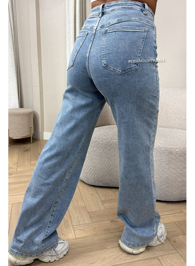 BLUE - 'LACE UP JEANS' - SUPER STRETCH VETER JEANS