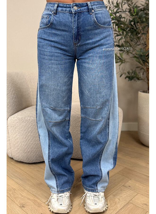 BLUE - 'TORINO JEANS' - STRETCH BALLOON LEG JEANS