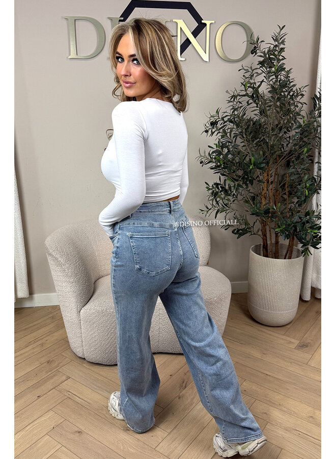 BLUE - 'LACE UP JEANS' - SUPER STRETCH VETER JEANS