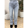 LIGHT GREY - 'MANHATTAN' - SUPER STRETCH HIGH WAIST WIDE LEG JEANS