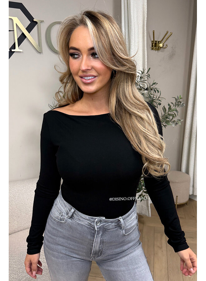 BLACK - 'MACY TOP' - BASIC LONGSLEEVE TOP