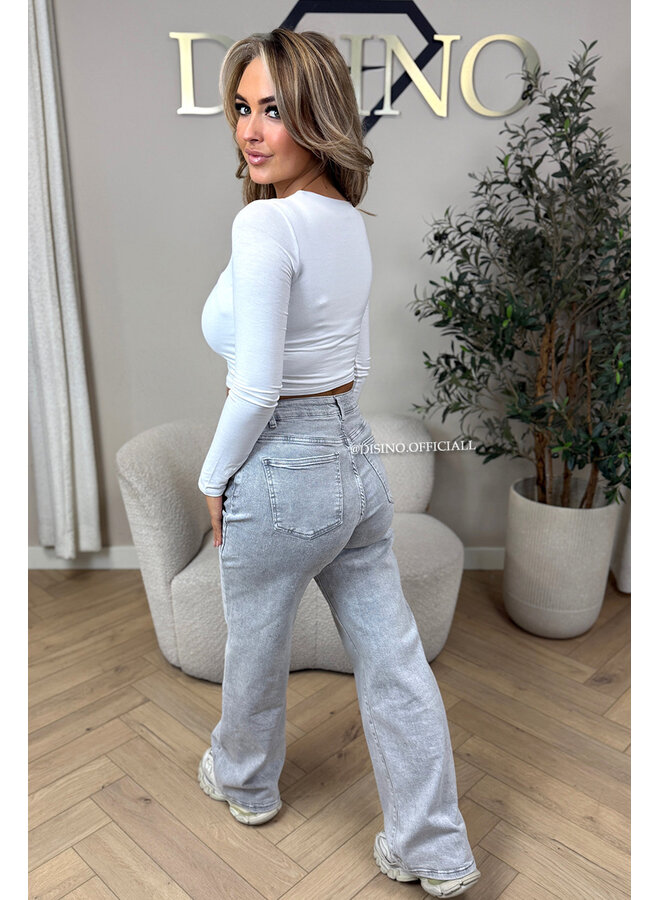 GREY - 'LACE UP JEANS' - SUPER STRETCH VETER JEANS